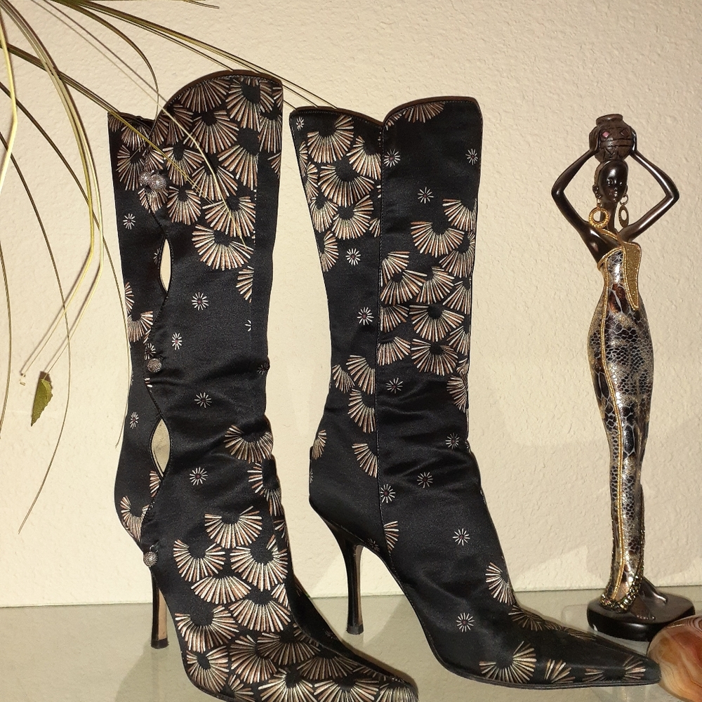 Jimmy Choo Silk Stiletto Boots